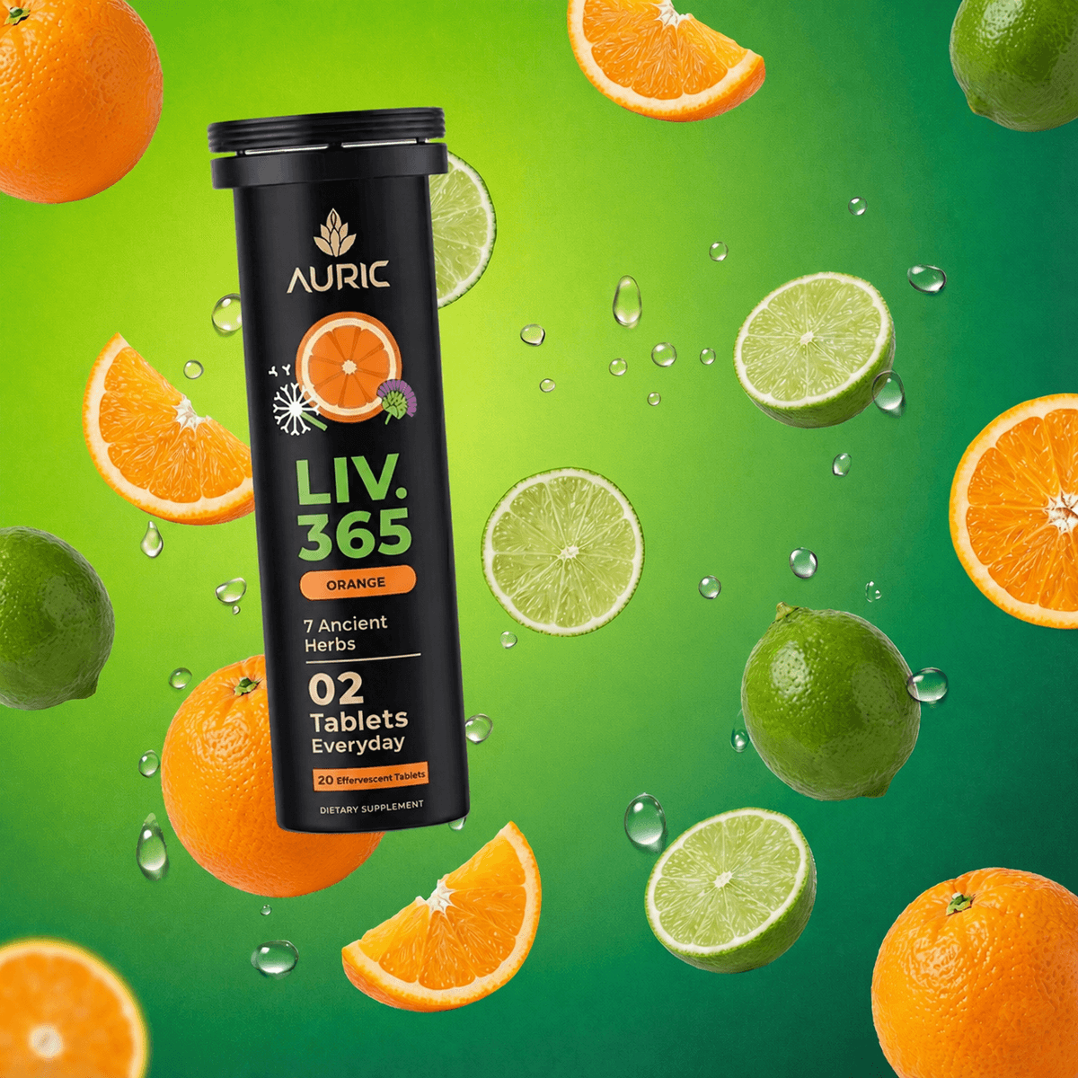 Auric Liv 365 Orange effervescent tablet tube